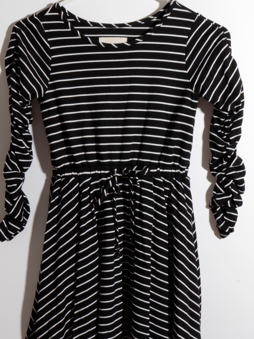 Mabel + Honey Girls Black & White Striped Long Sleeve Dress size:8